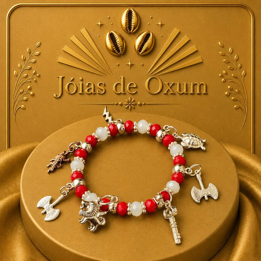 Pulseira Religiosa Artesanal com Pingentes de Xangô