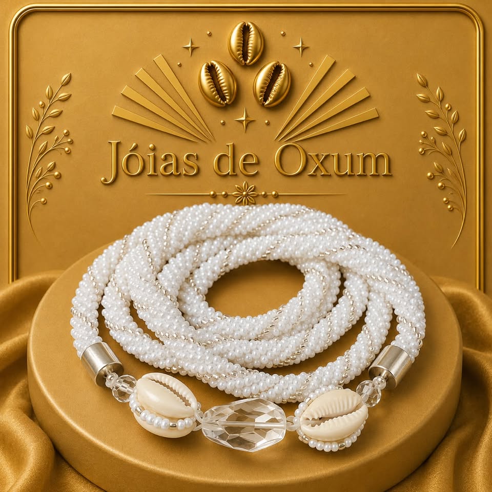 Handmade White Oxalá Guide with Cowrie Shells and Crystal