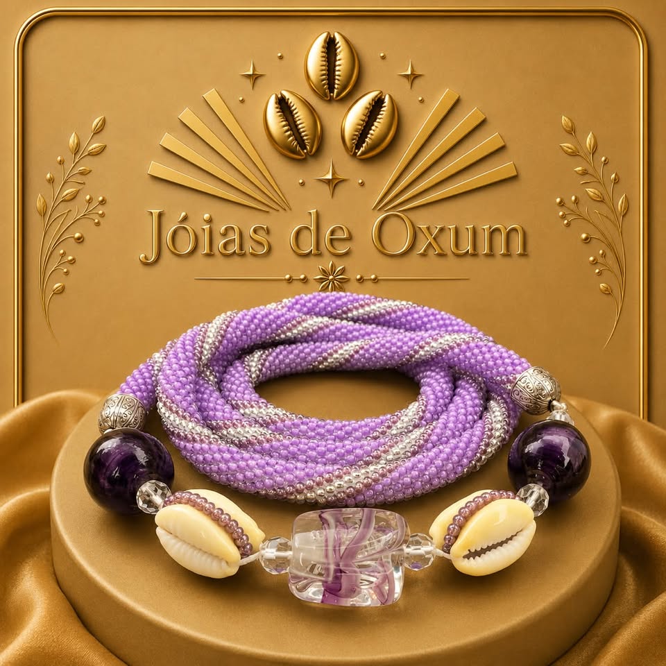 Handmade Lilac Nanã Buruquê Guide with Cowrie Shells and Crystal